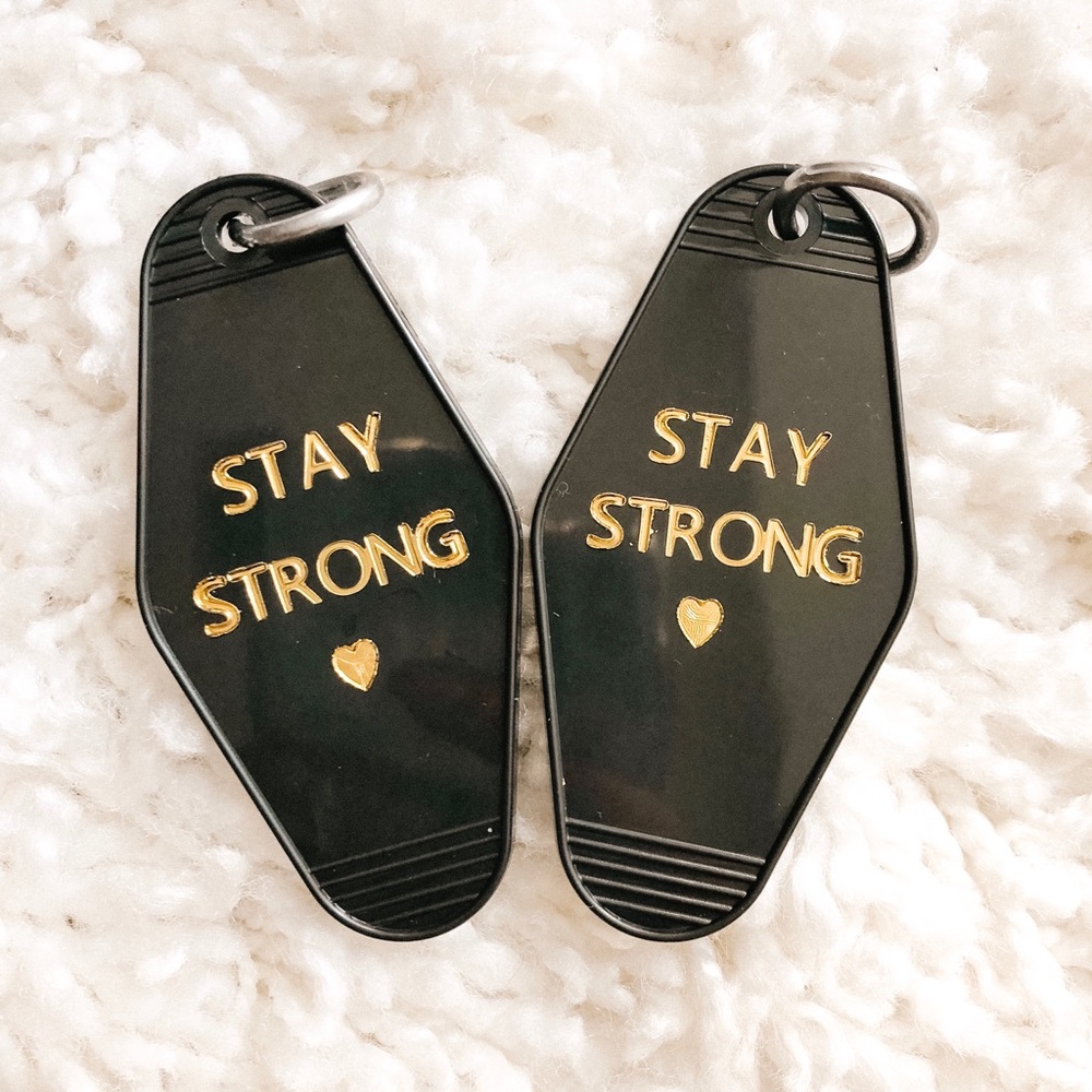 Stay strong vintage hotel keychain
